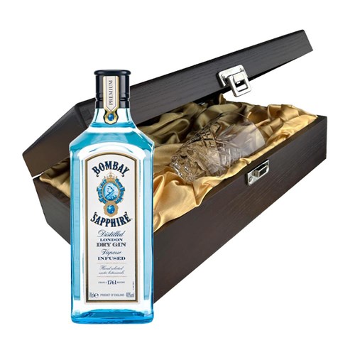 Bombay Sapphire Gin 70cl In Luxury Box With Royal Scot Glass